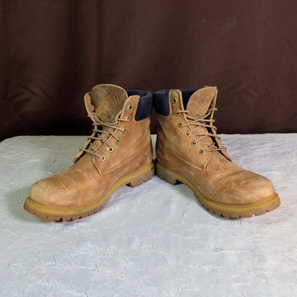 Timberland 6 Inch Boots Womens Size 10M Wheat Nubuck Premium Waterproof Preppy - Picture 4 of 8